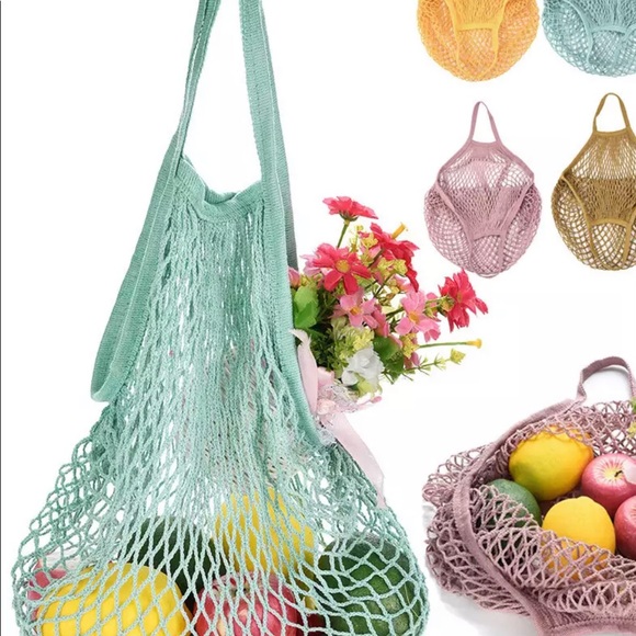**last one** Teal Mesh Net Produce Shopping Bag - Picture 2 of 5